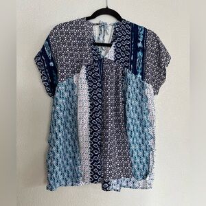 Womens Velzera Blouse Blue Short Sleeve Size Small